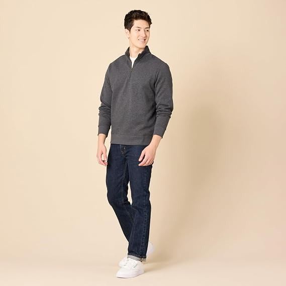 Immagine di Men'S Charcoal Grey Quarter-Zip Sweatshirt 2